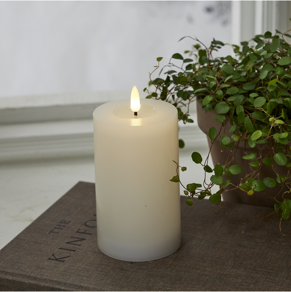 Blockljus LED Flamme Flow Vit 15 cm