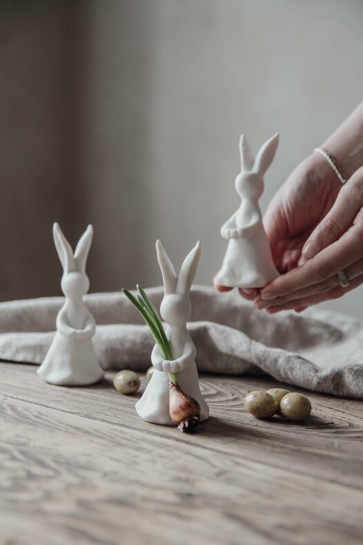 Majas Bunny med hållare för ev blomma - Majas Cottage