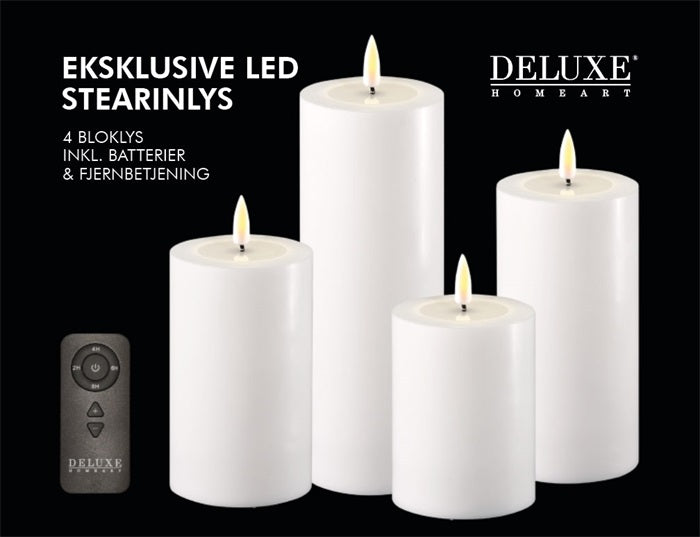Blockljus LED Stearinljus De Luxe Home Art, White Gift Box